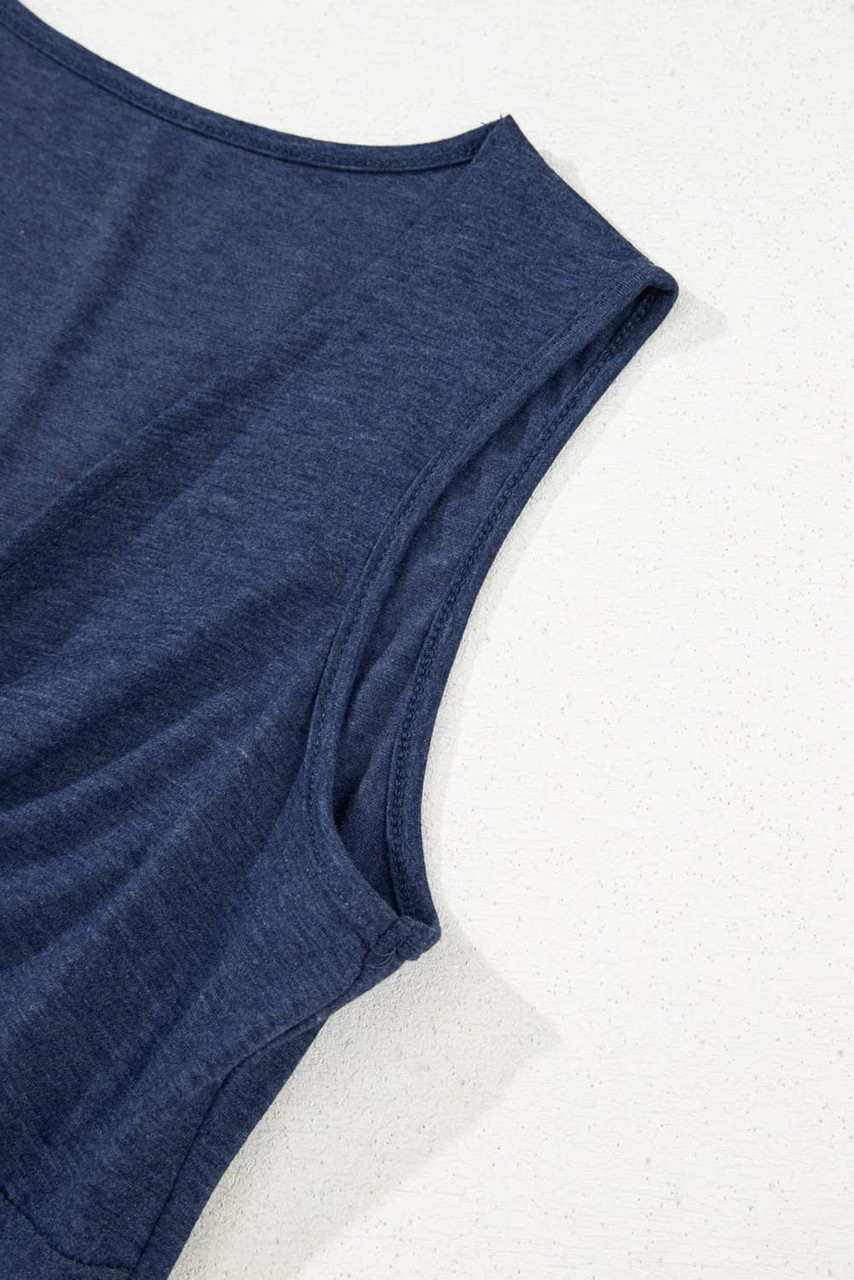 Dirty blue Twisted Bust V Neck Sleeveless Dress