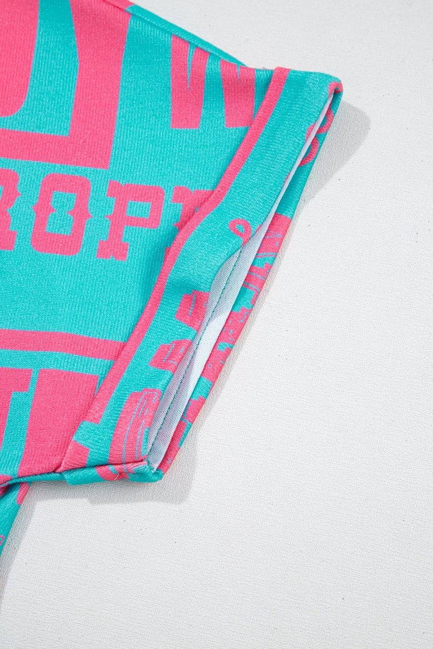 Green Howdy Cowboy Letter Printed Western Fashion Tee