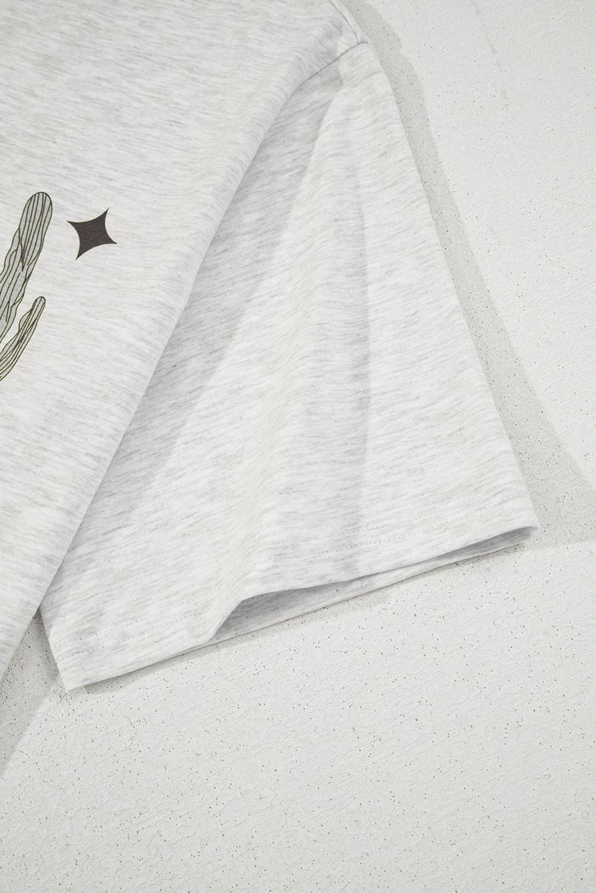 Light Grey Yee Haw Western Fashion Print Plus Size Tee