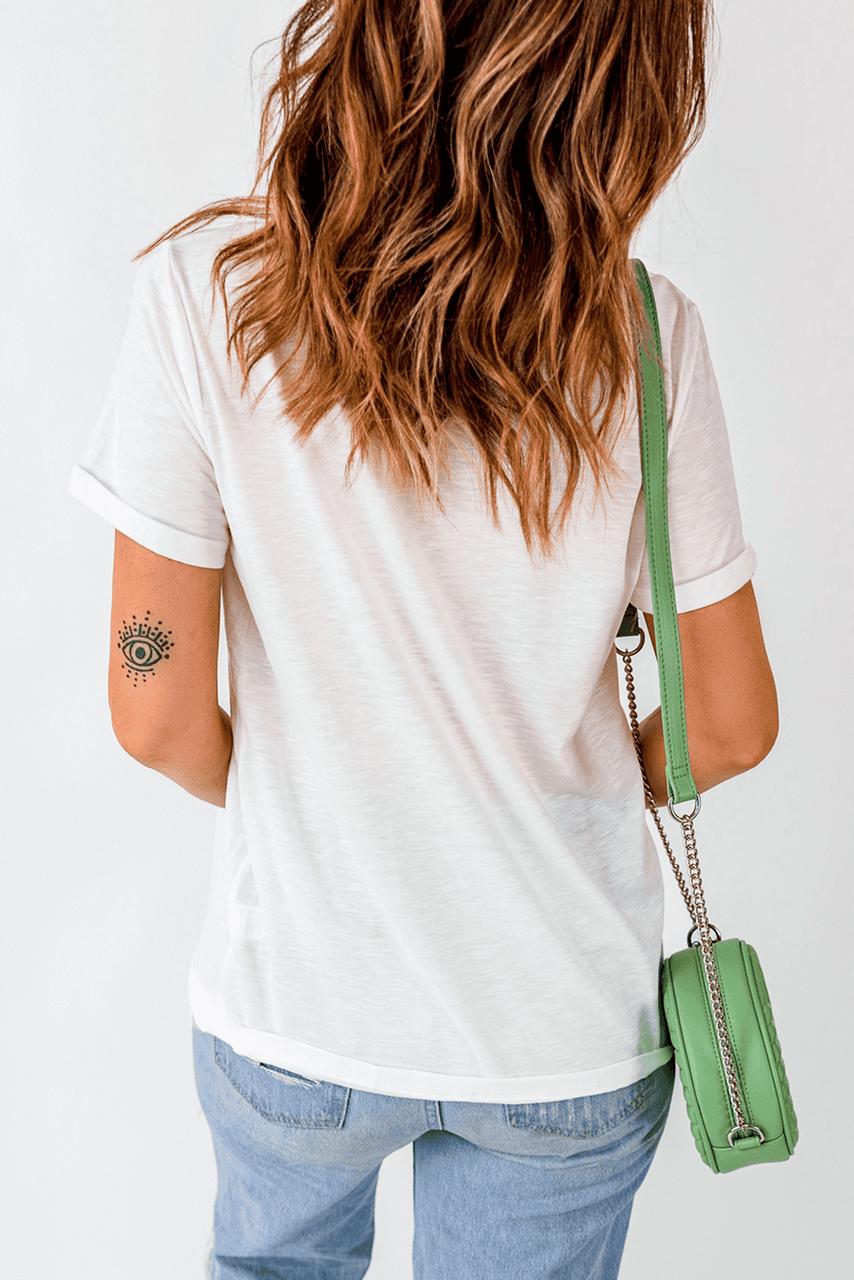 White Crawfish Checkered Pattern Graphic Tee
