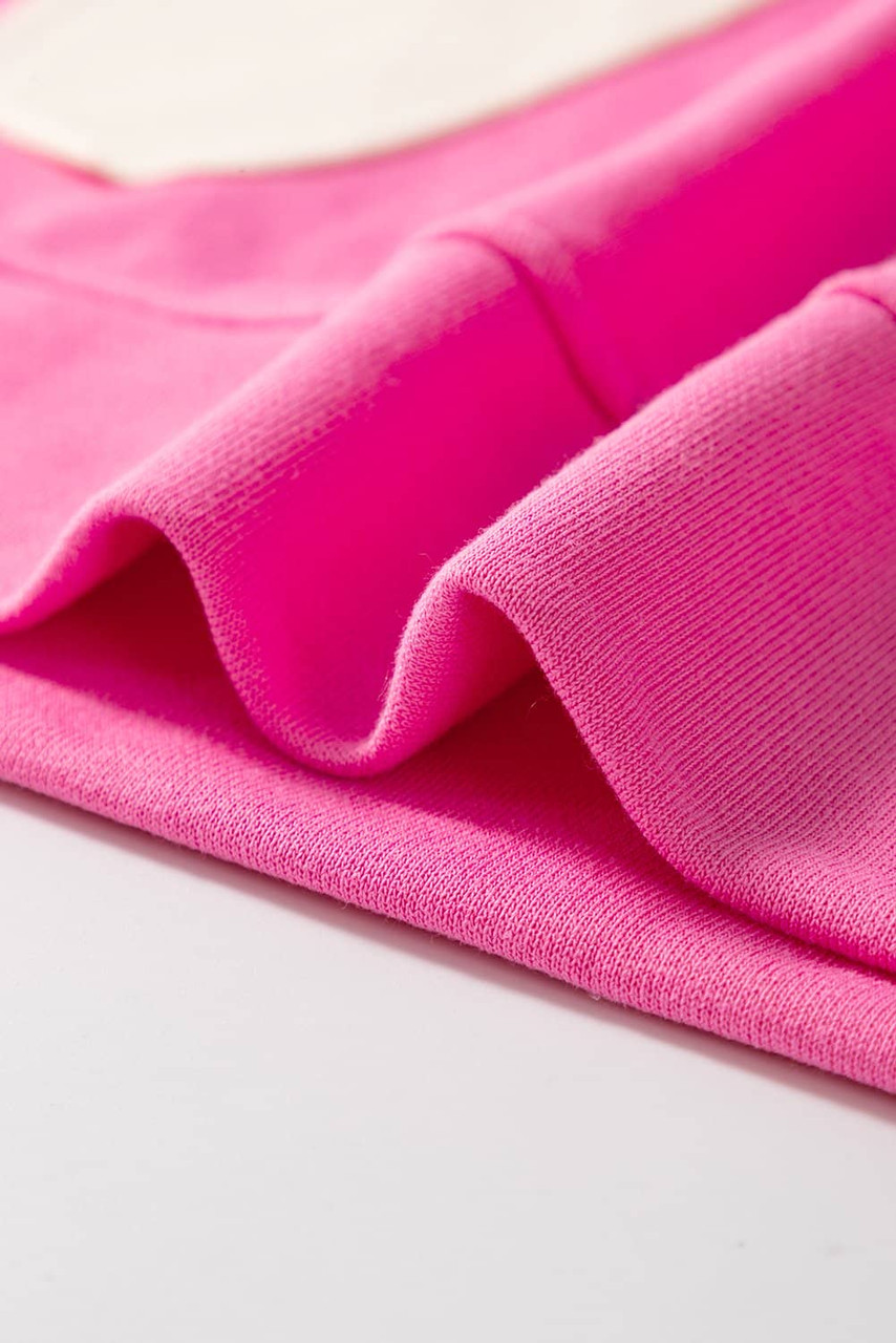 Sachet Pink Contrast Flower Drop Shoulder Loose T Shirt Sachet Pink Contrast Flower Drop Shoulder Loose T Shirt