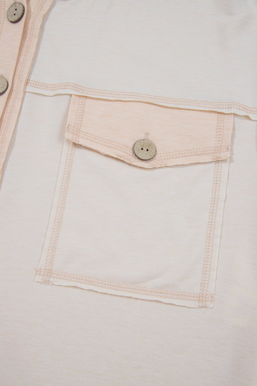 Beige Half Placket Chest Pockets Short Sleeve Wide Leg Jumpsuit Beige Half Placket Chest Pockets Short Sleeve Wide Leg Jumpsuit