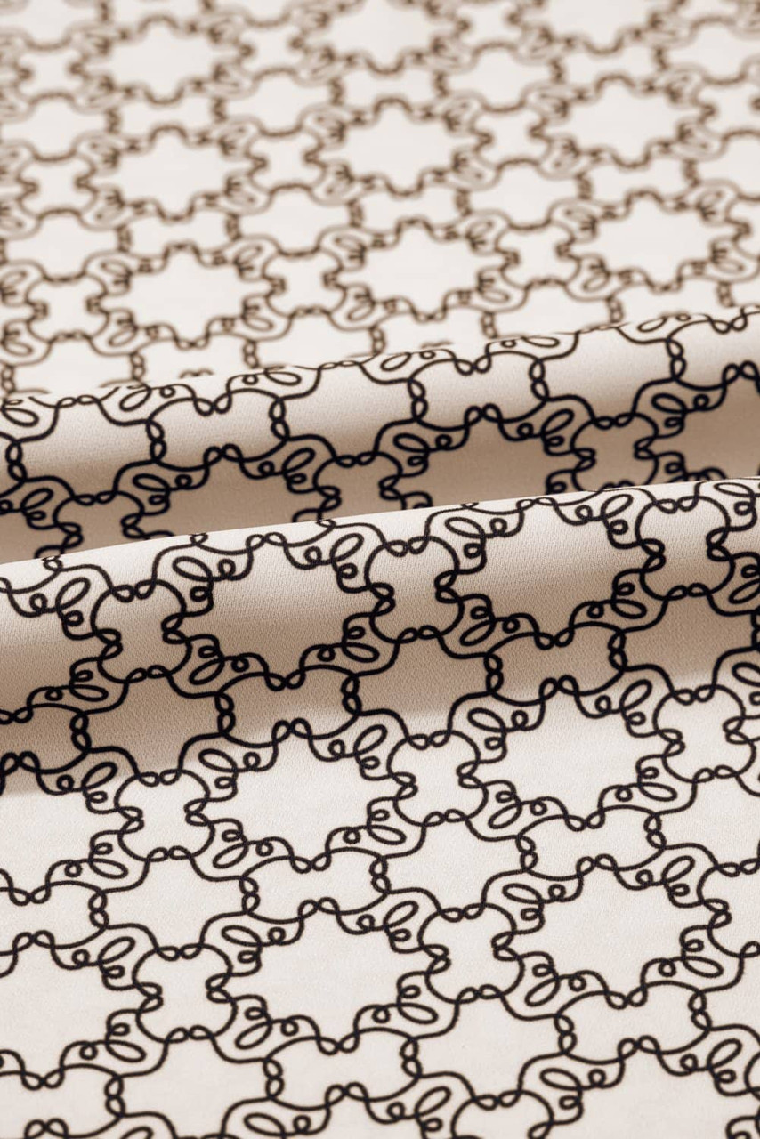 Khaki Plus Size Geometric Print Ruffled Sleeve Blouse