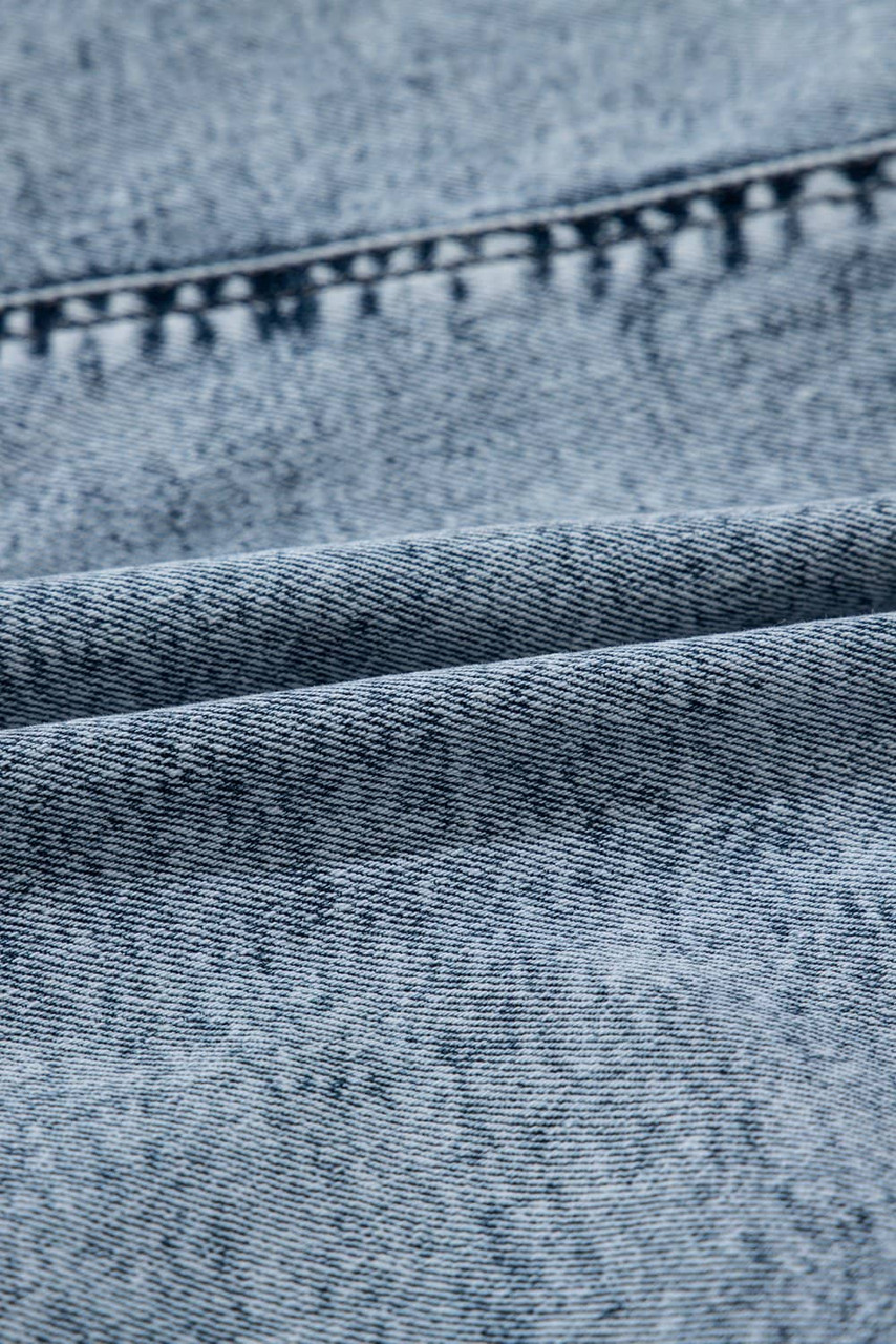 Dusk Blue Drawstring High Waist Pocketed Denim Shorts