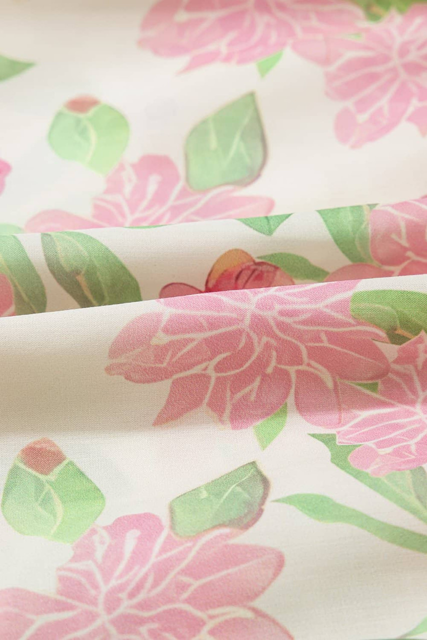 Pink Floral Print Drawstring V Neck Peplum Blouse