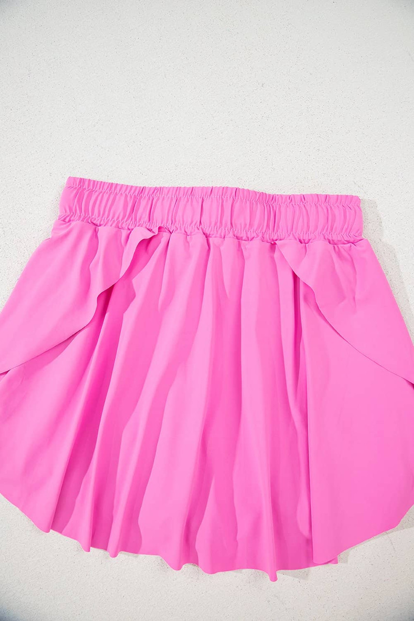 Bonbon Drawstring High Waist Lined Tennis Skorts