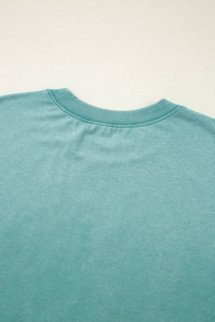 Sea Green MAMA Printed Mineral Wash Crewneck T Shirt Sea Green MAMA Printed Mineral Wash Crewneck T Shirt