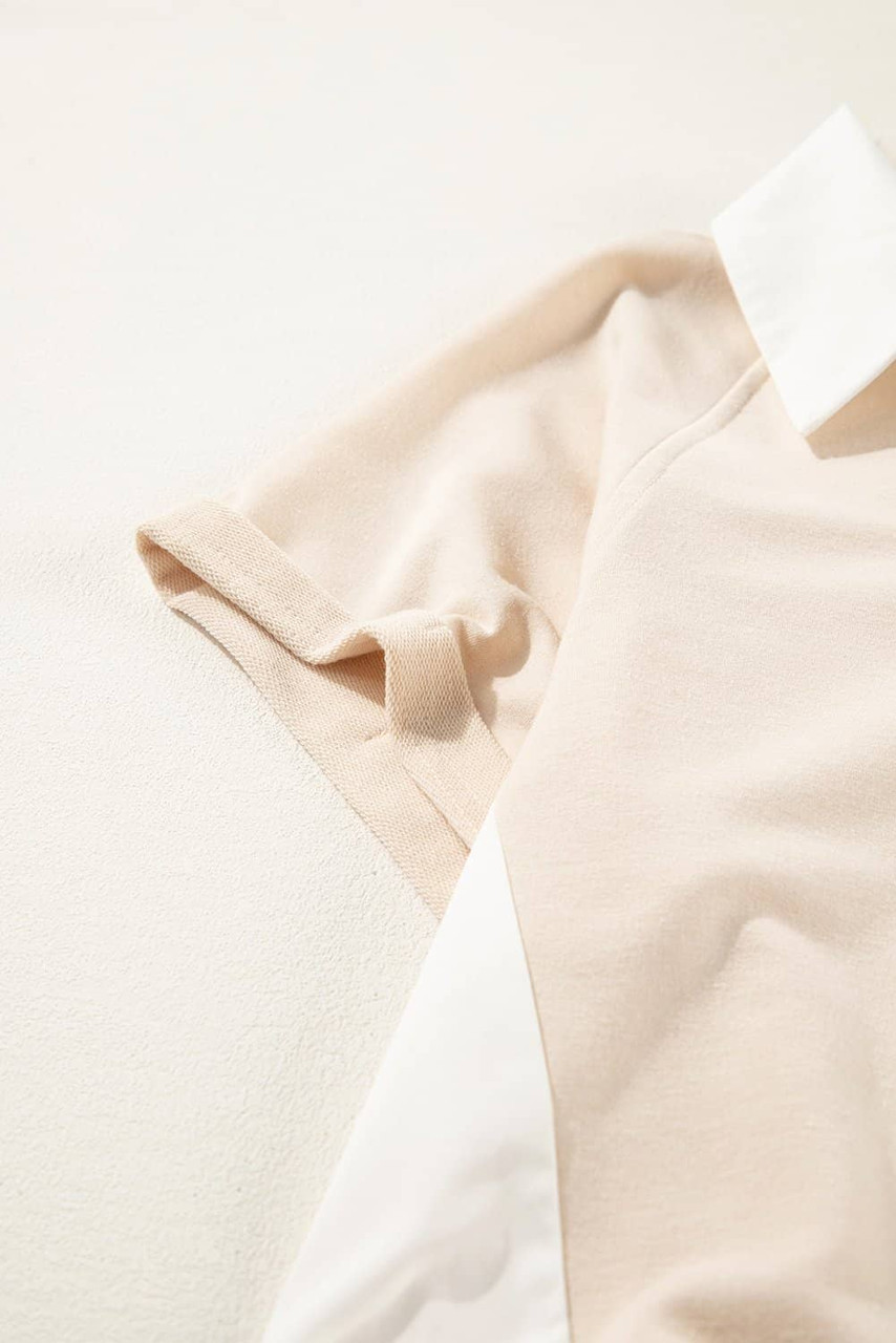 Jet Stream Shirt Collar Buttoned Patchwork Short Sleeve Mini Dress