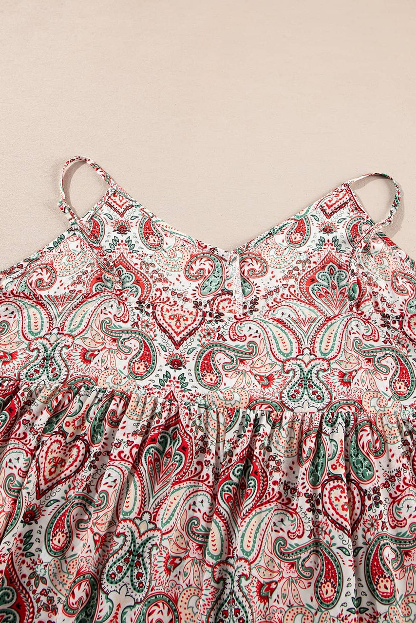 Multicolour Plus Size Paisley Print Sleeveless V Neck Jogger Jumpsuit