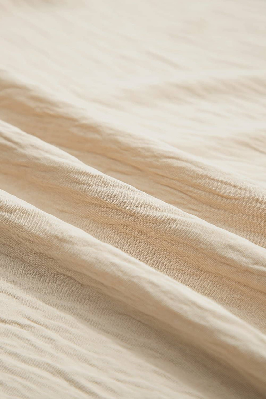 Beige Solid Color Ruffled Short Sleeve Casual Blouse