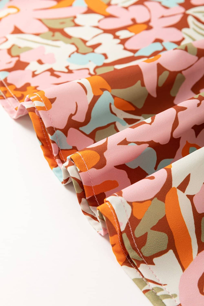 Multicolour Floral Tiered Ruffled Short Sleeve Blouse