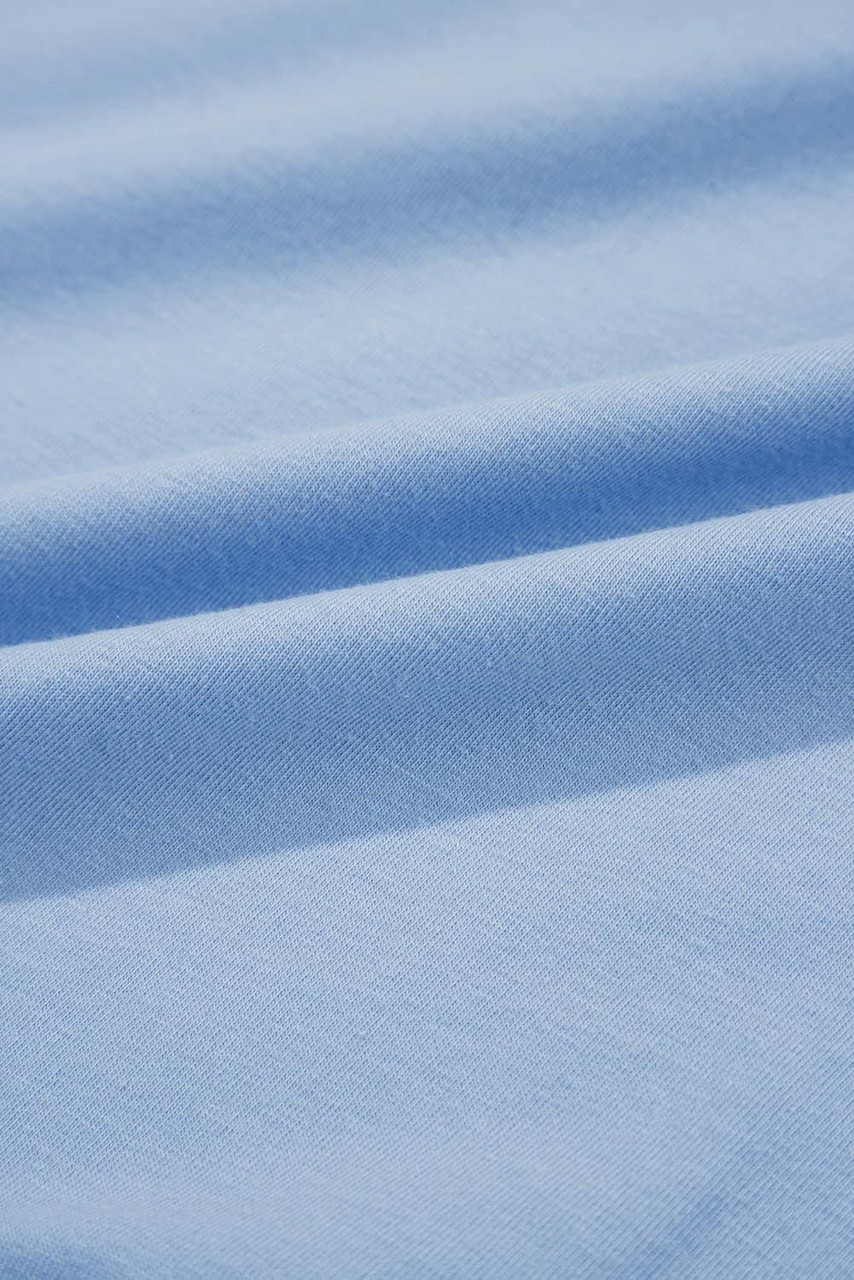 Sky Blue Solid Color Pocketed Raw Edge Babydoll Dress