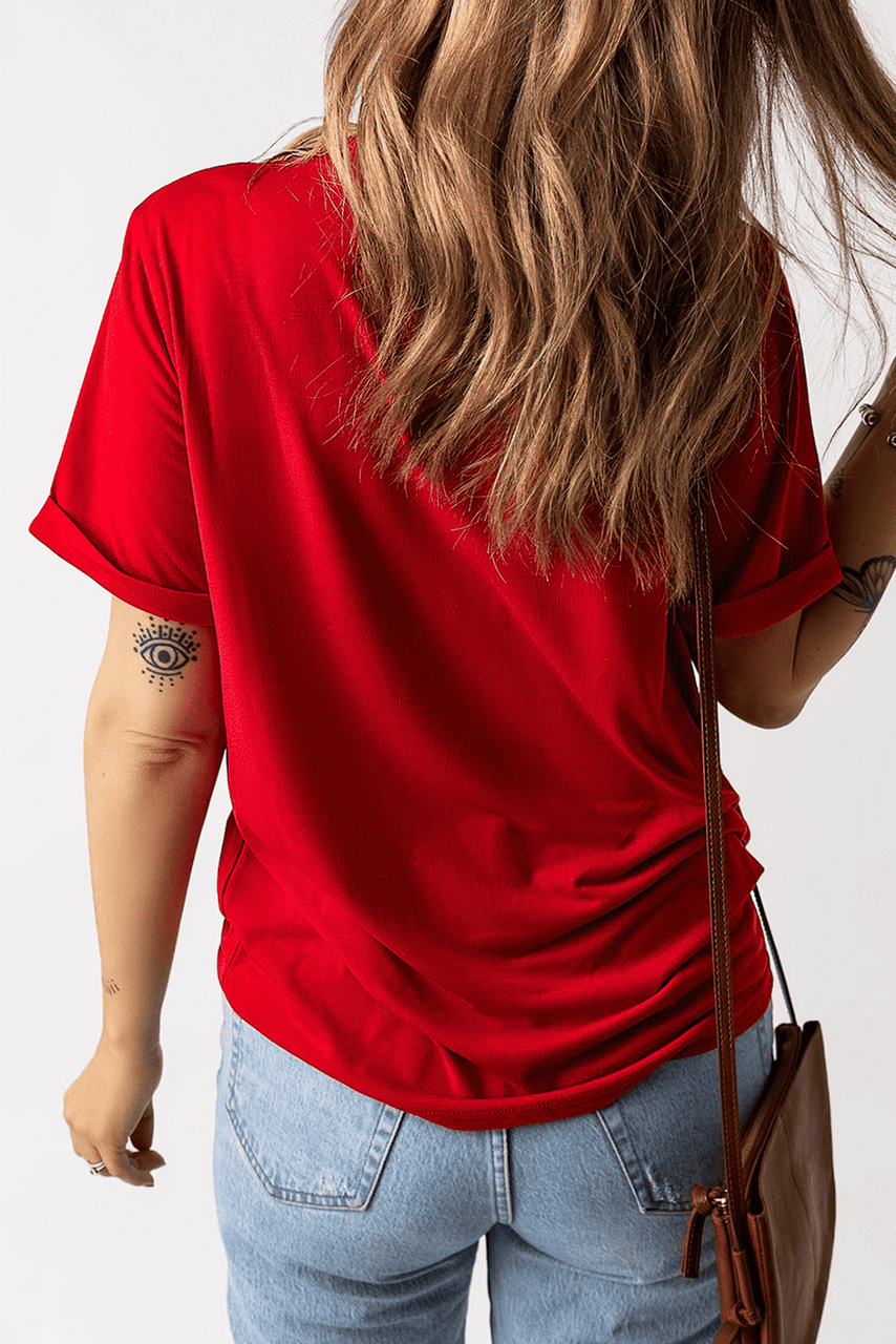 Red Stars and Stripes Bow Print Independence Day T Shirt Red Stars and Stripes Bow Print Independence Day T Shirt