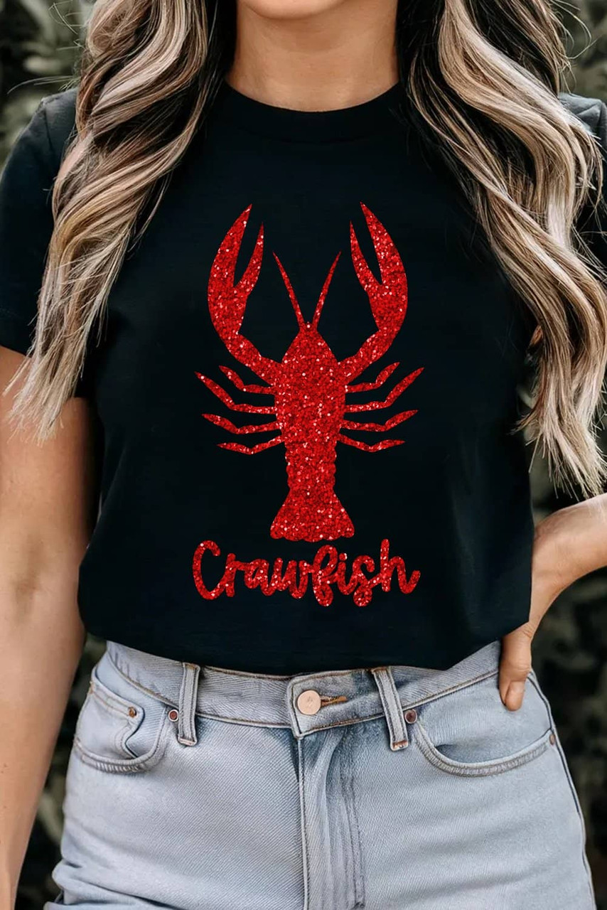 Black Shimmering Crawfish Graphic Tee