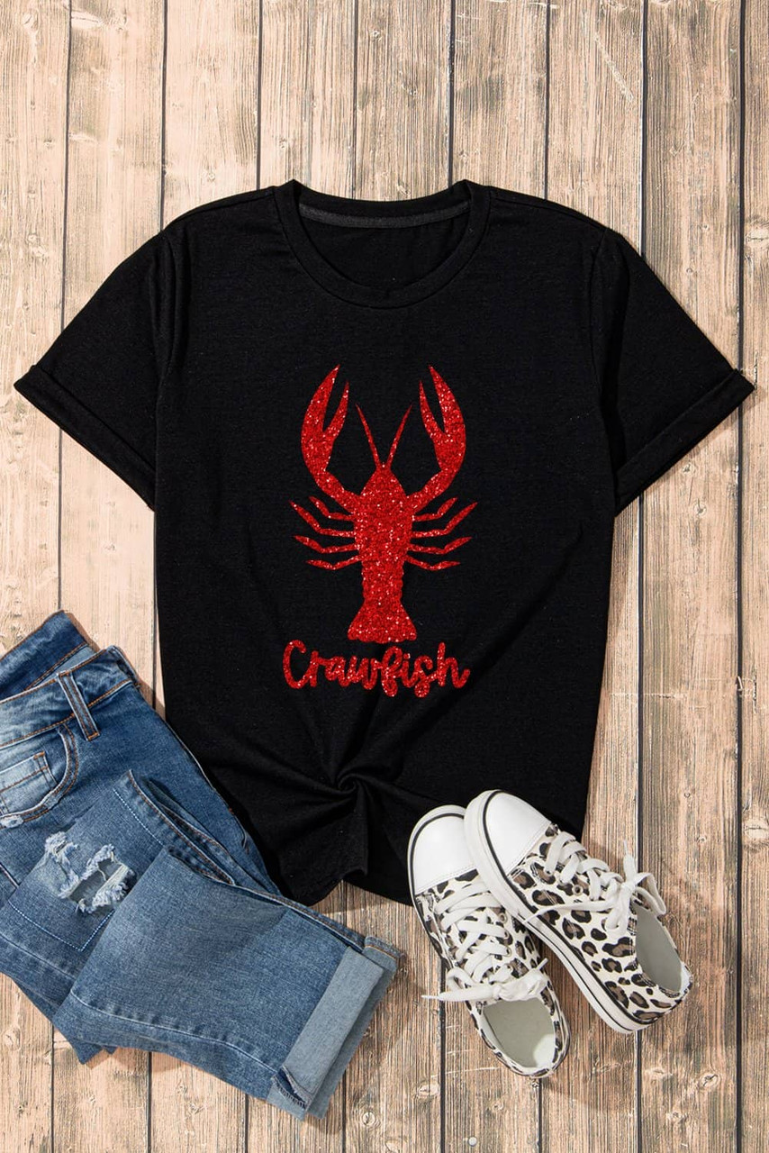 Black Shimmering Crawfish Graphic Tee
