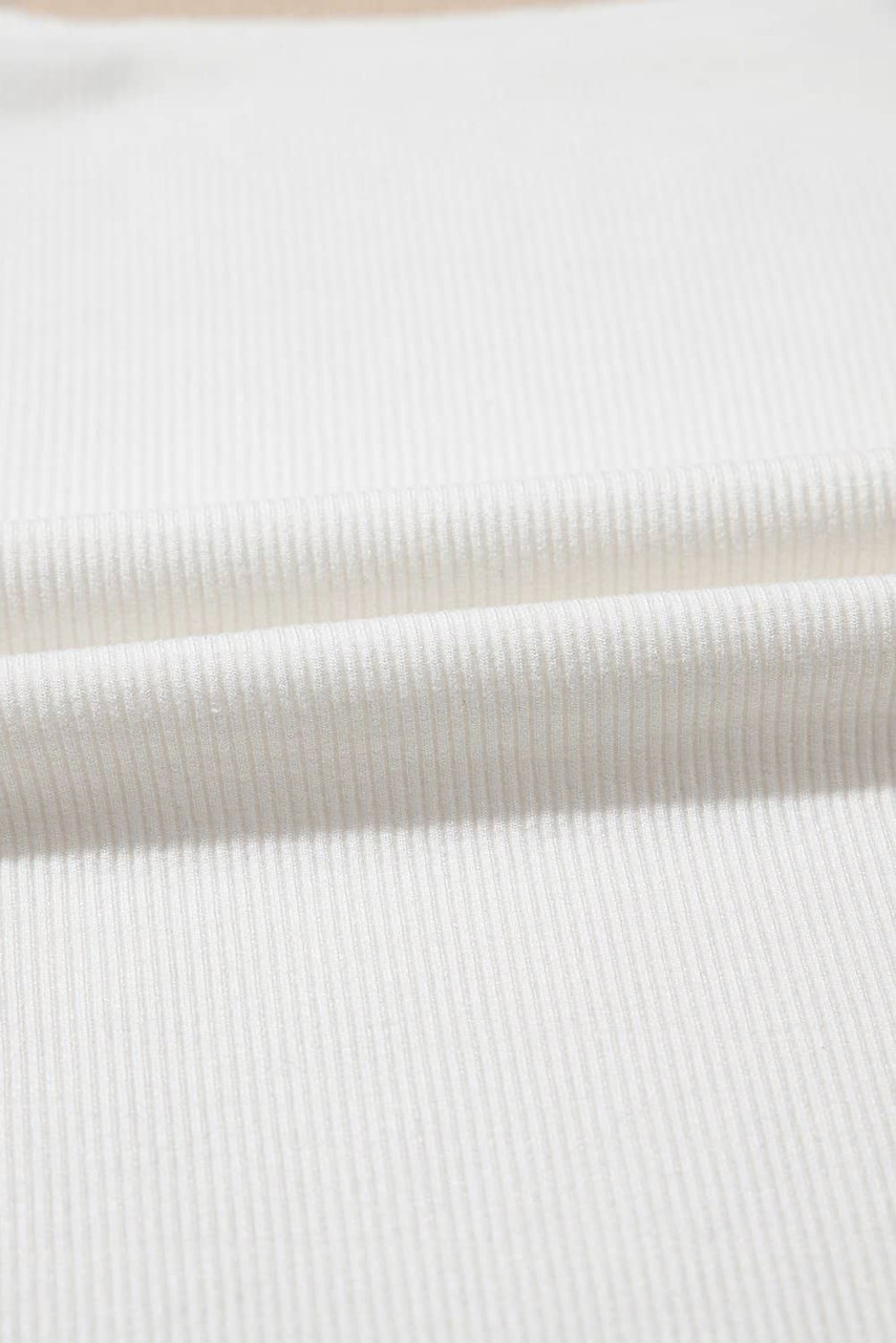 White Swiss Dot Mesh Long Sleeve Square Neck Slim Top