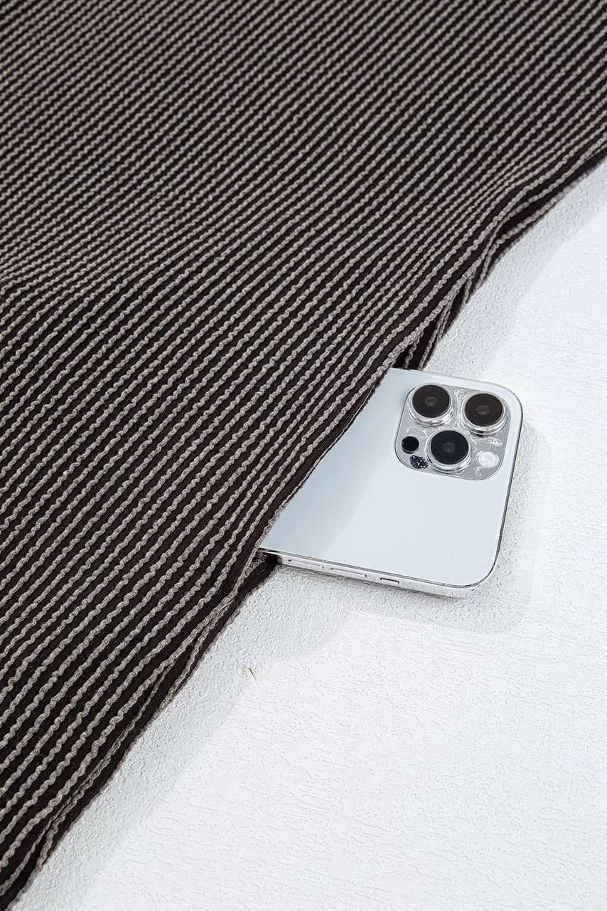 Carbon Grey Corded V Neck Plus Size T Shirt Dress with Pockets