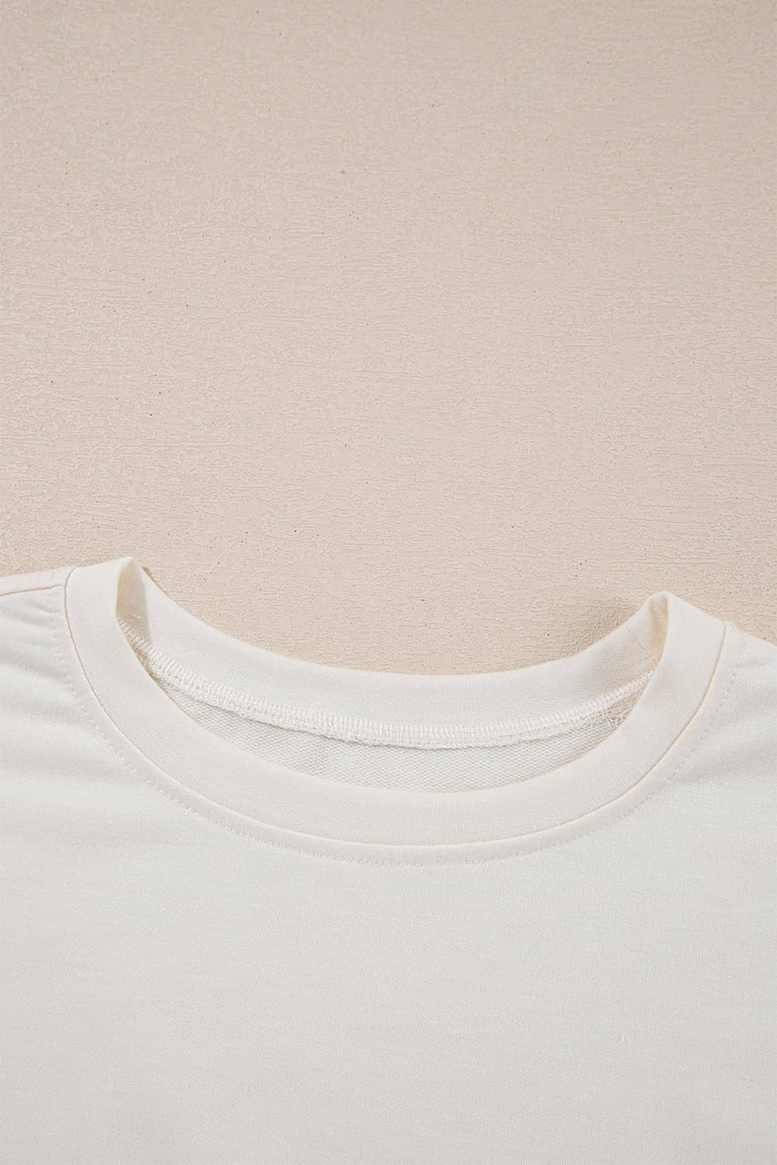 Beige 2pcs Cropped Tee and Ruffle High Waist Skort Set Beige 2pcs Cropped Tee and Ruffle High Waist Skort Set