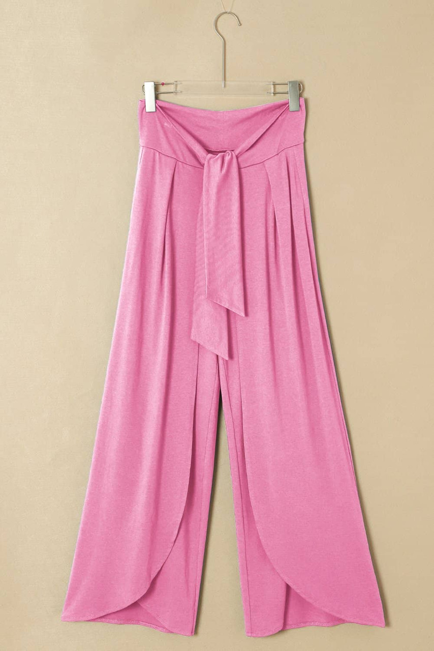 Bonbon Knotted Drop Waist Split Leg Relaxed Pants