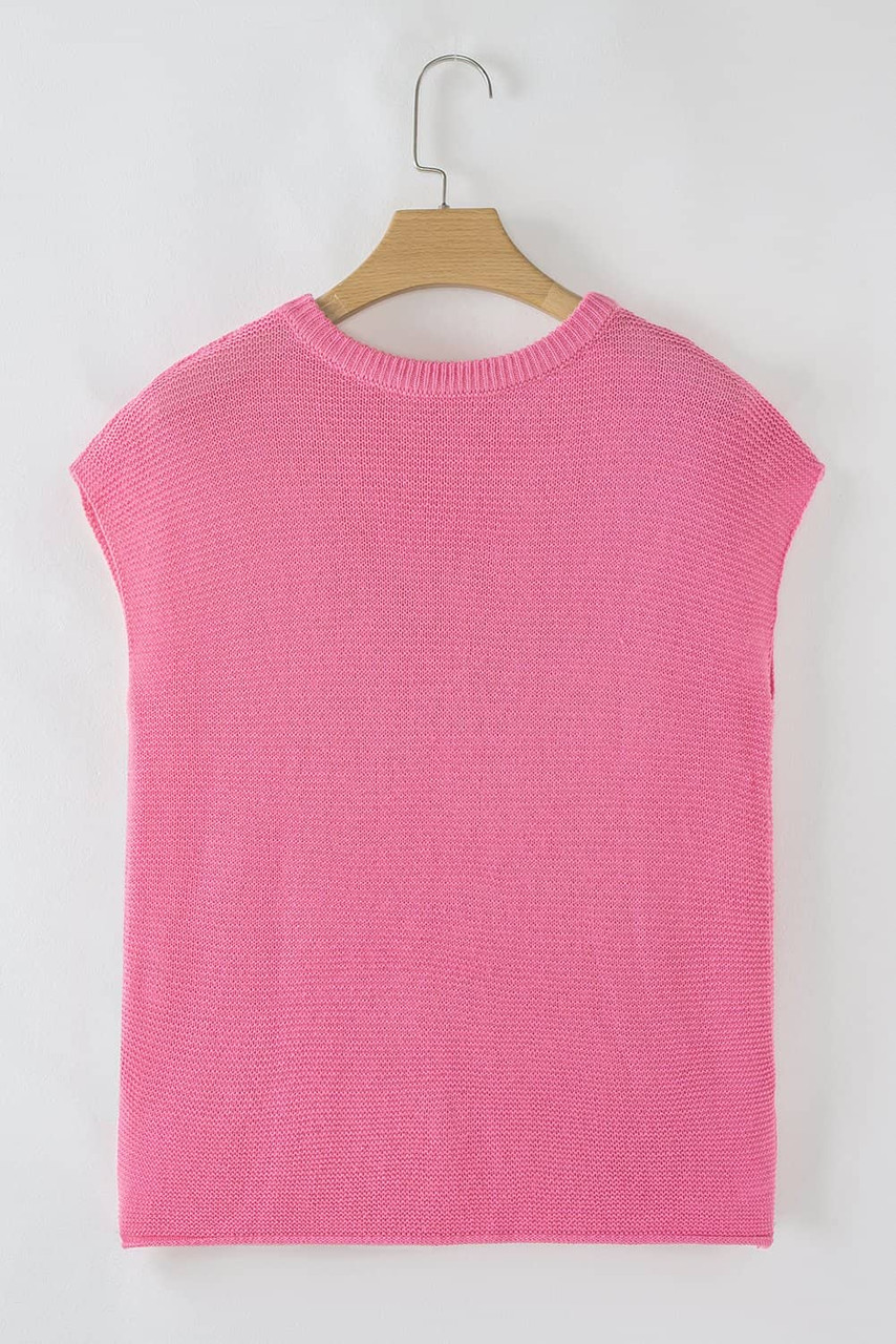 Sachet Pink Solid Color Sweater Tee with Side Slits