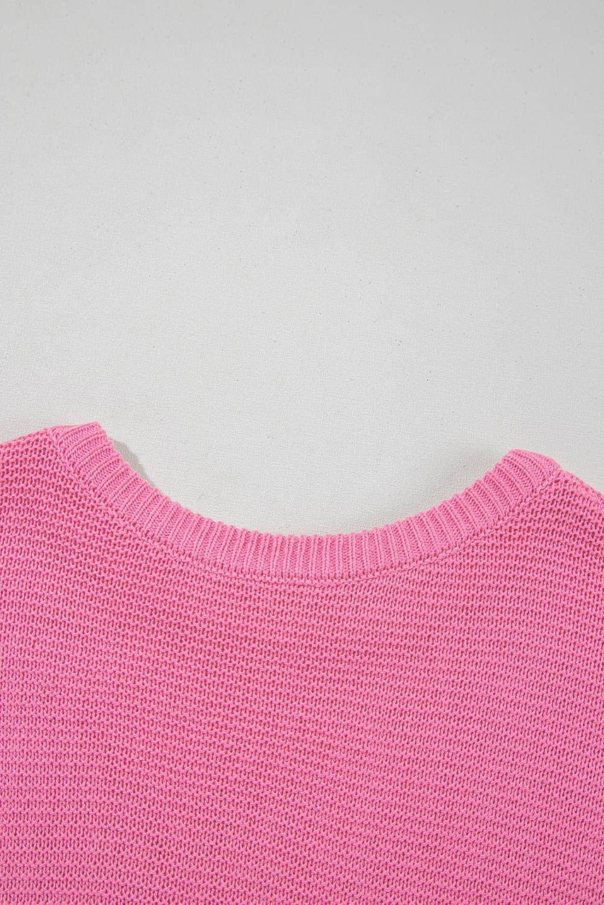 Sachet Pink Solid Color Sweater Tee with Side Slits
