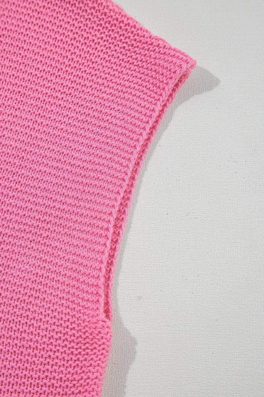 Sachet Pink Solid Color Sweater Tee with Side Slits