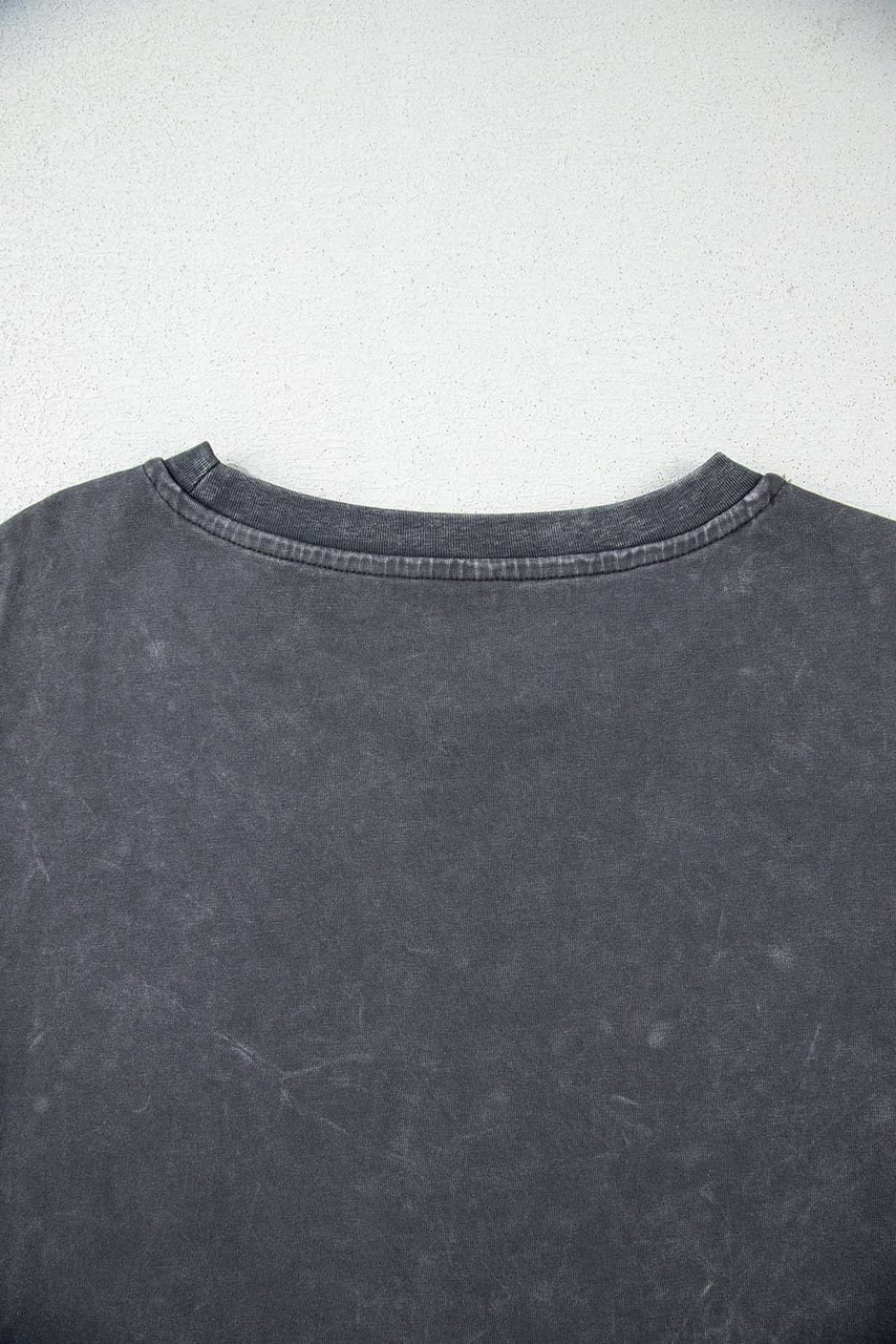 Dark Grey Kindness Butterflies Graphic Mineral Wash Loose Tee