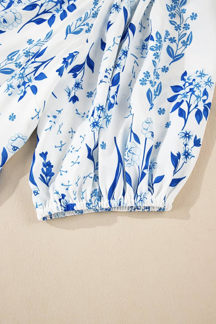 Sky Blue Floral Print Sweetheart Neck Plus Size Midi Dress Sky Blue Floral Print Sweetheart Neck Plus Size Midi Dress