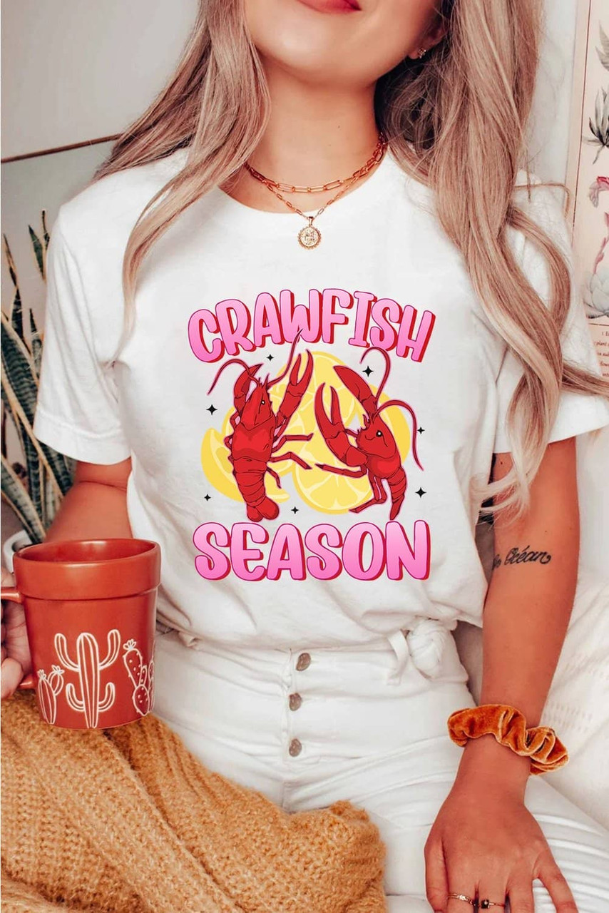 White CRAWFISH SEASON Lemon Spice Graphic Tee