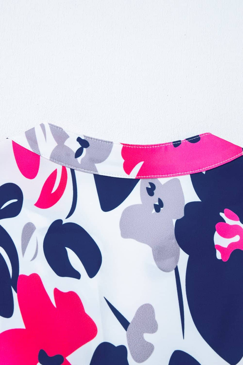 Fashion Floral Print Notched Neck Flutter Sleeve Mini Dress Fashion Floral Print Notched Neck Flutter Sleeve Mini Dress