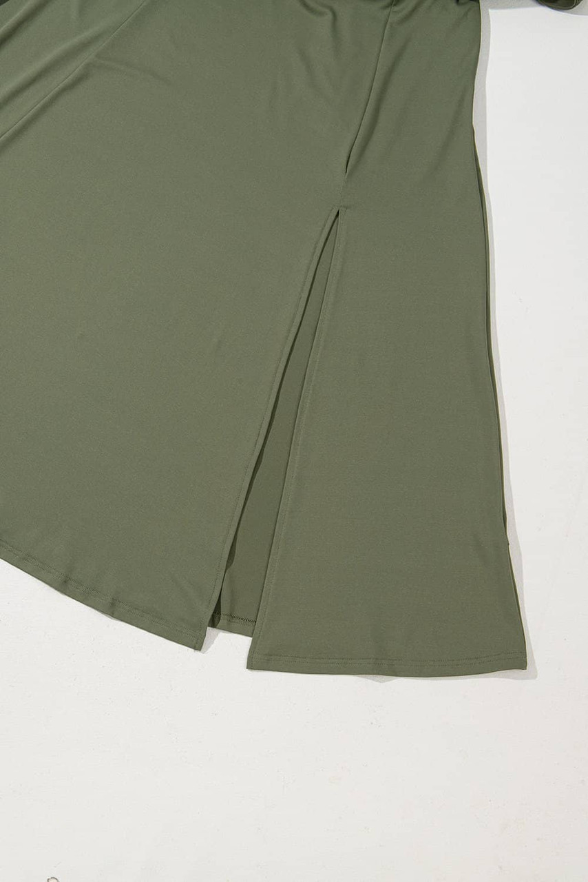 Four Leaf Clover Sleeveless Scoop Neck Flared Split Midi Dress