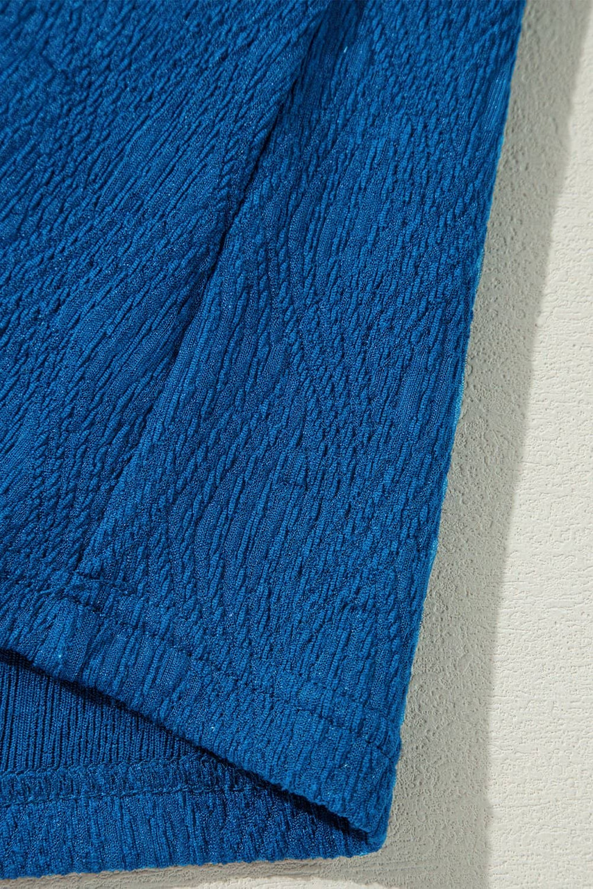 Bluing Solid Textured Crew Neck Short Set