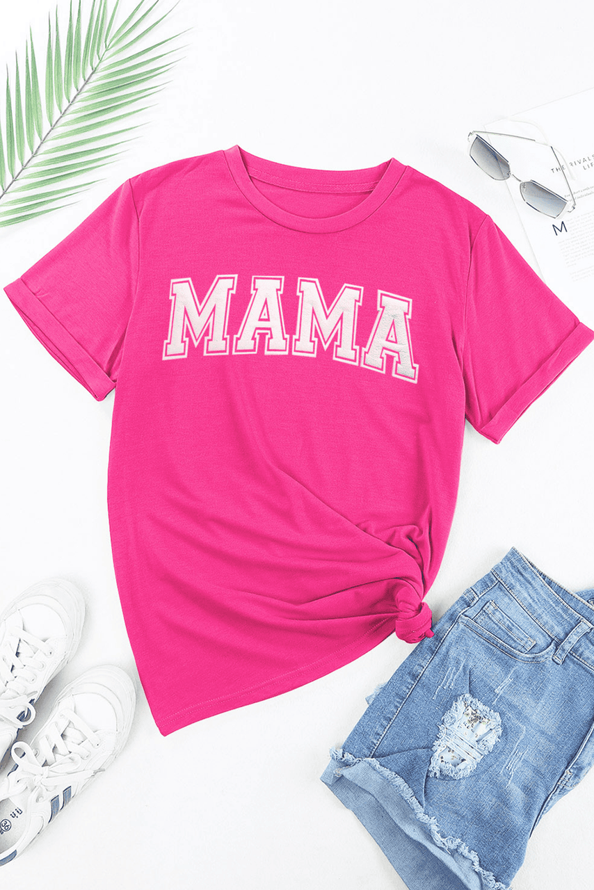 Rose Red MAMA Graphic Crew Neck Tee Rose Red MAMA Graphic Crew Neck Tee