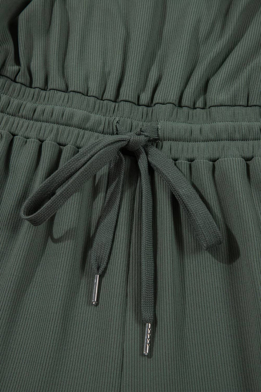 Vineyard Green Buttoned Drawstring Waist Sleeveless Wide Leg Jumpsuit Vineyard Green Buttoned Drawstring Waist Sleeveless Wide Leg Jumpsuit
