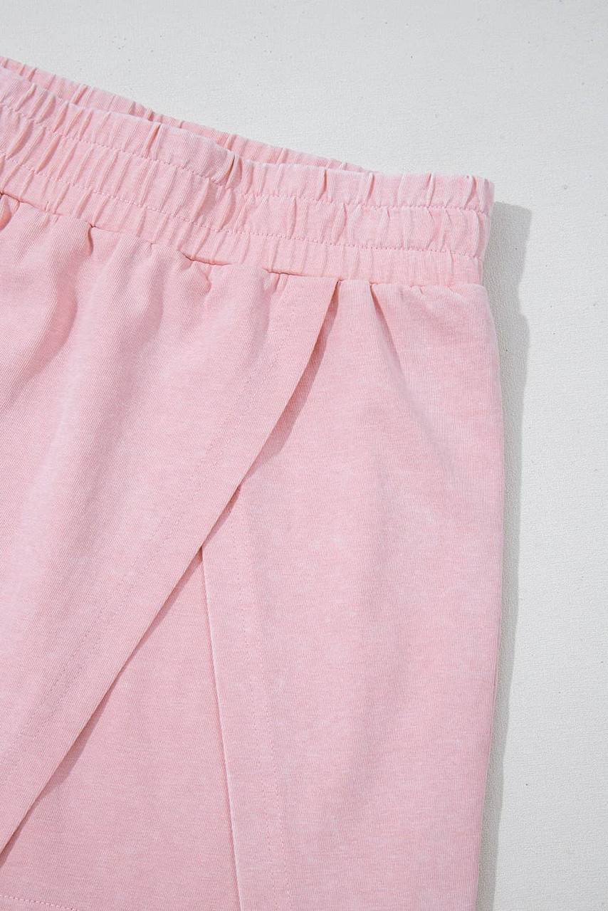 Light Pink 2 Pieces Mineral Wash Cotton Tank Top Lined Split Skirt Set