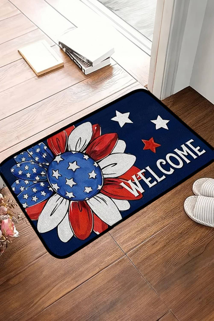Dark Blue American Flag Sunflower Print Fashion Door Mat Dark Blue American Flag Sunflower Print Fashion Door Mat