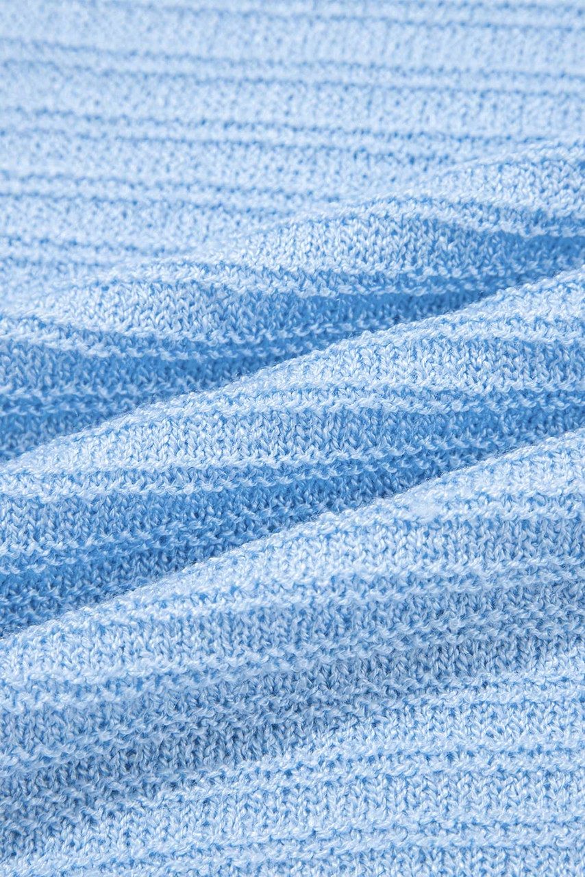 Beau Blue Horizontal Ribbing Patchwork Swing Sweater Tank