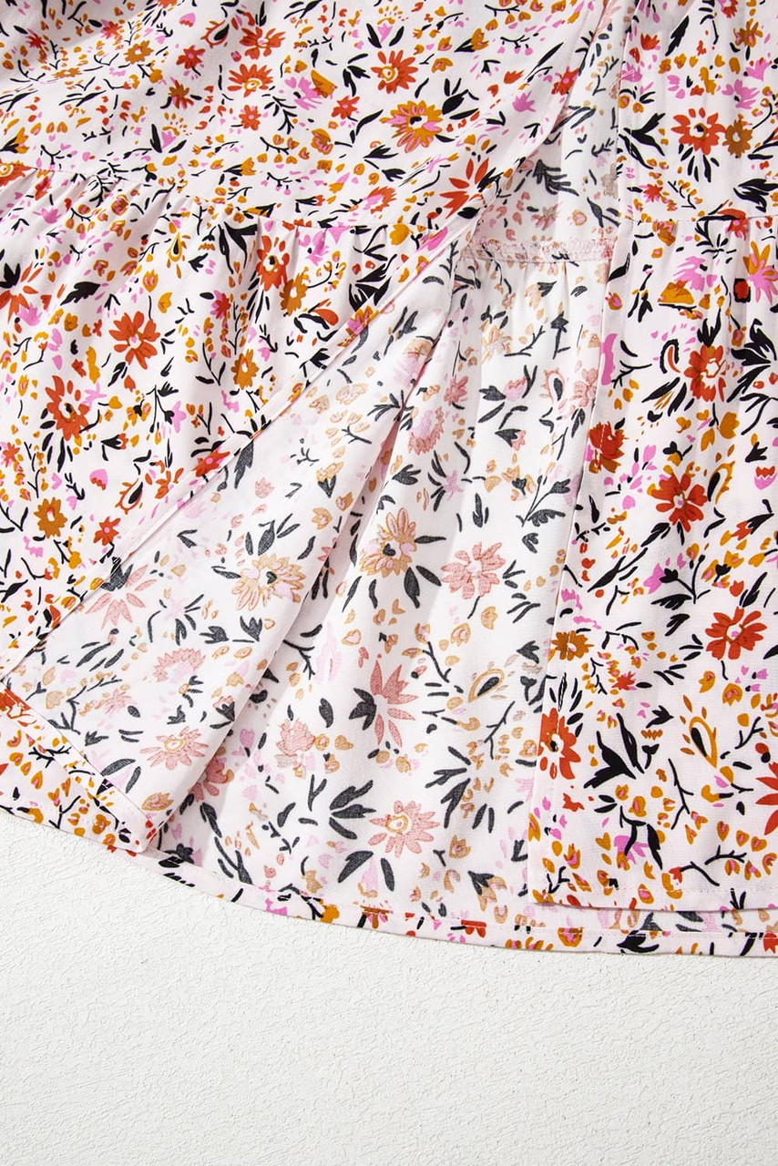 Red Boho Half Sleeve Floral V Neck Maxi Dress