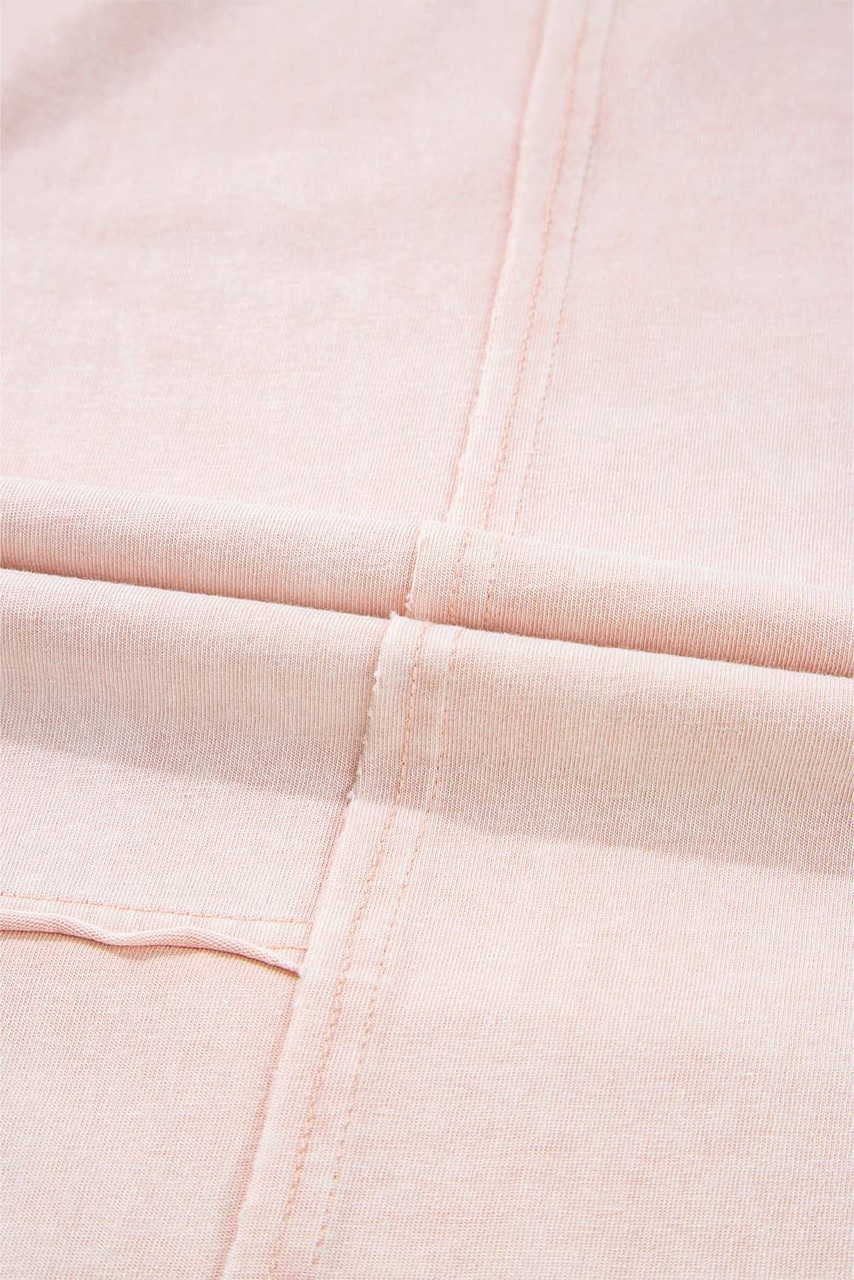 Pink Flower Patch Mineral Washed Terry Knit Cropped Wide Leg Pants Pink Flower Patch Mineral Washed Terry Knit Cropped Wide Leg Pants