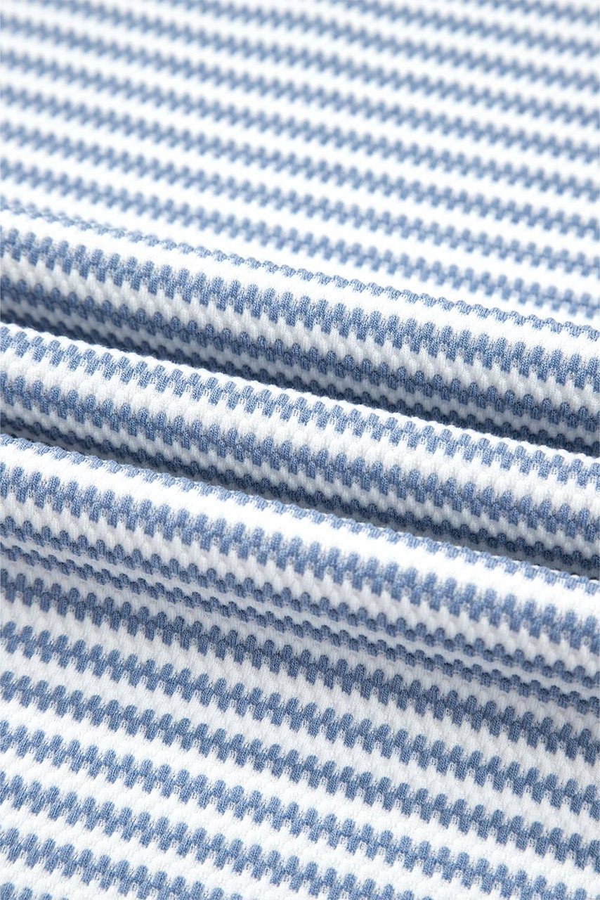 Myosotis Contrast Trim Striped Vest Drawstring Shorts Set