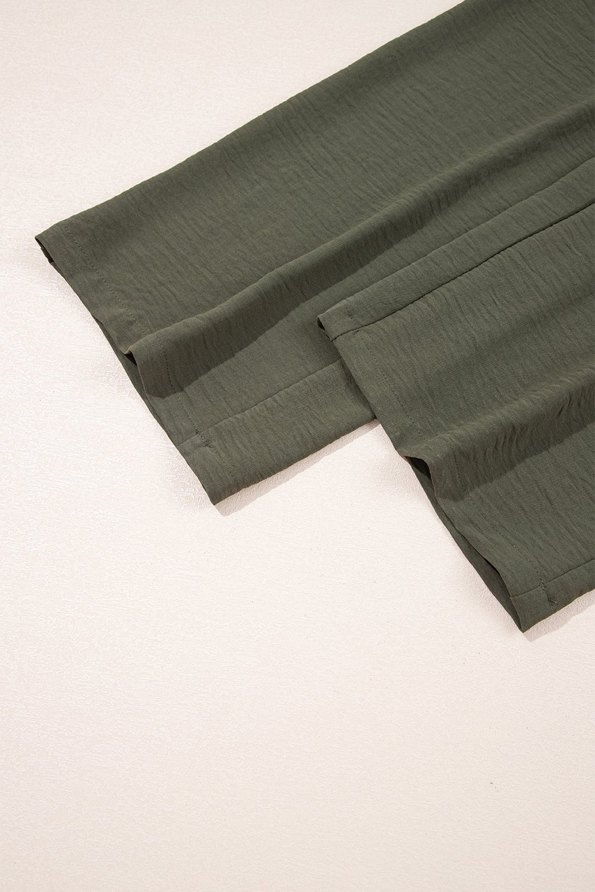 Moss Green Half Button Belted Utility Short Sleeve Jumpsuit
