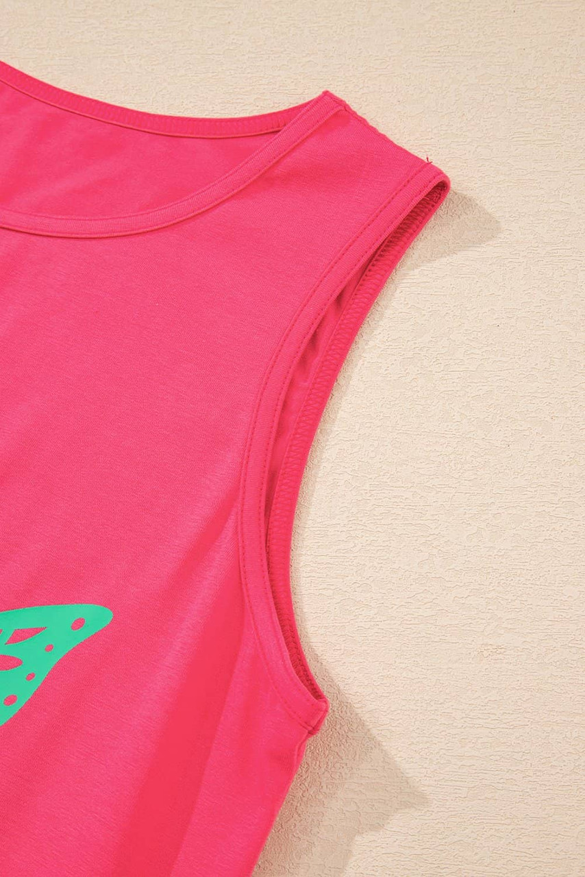 Sachet Pink Butterfly Graphic Casual Tank Top Sachet Pink Butterfly Graphic Casual Tank Top