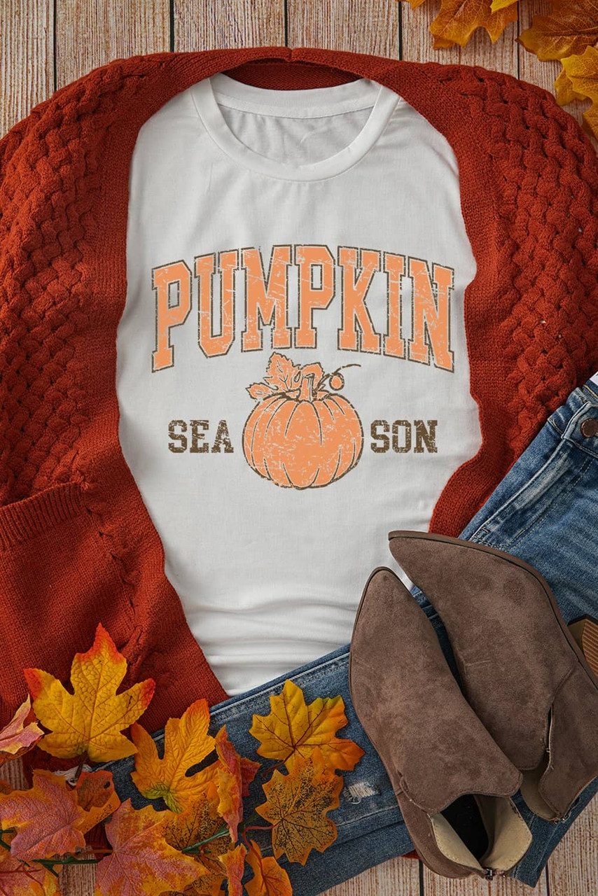 White PUMPKIN SEASON Cracking Printed Cotton Blend T Shirt White PUMPKIN SEASON Cracking Printed Cotton Blend T Shirt