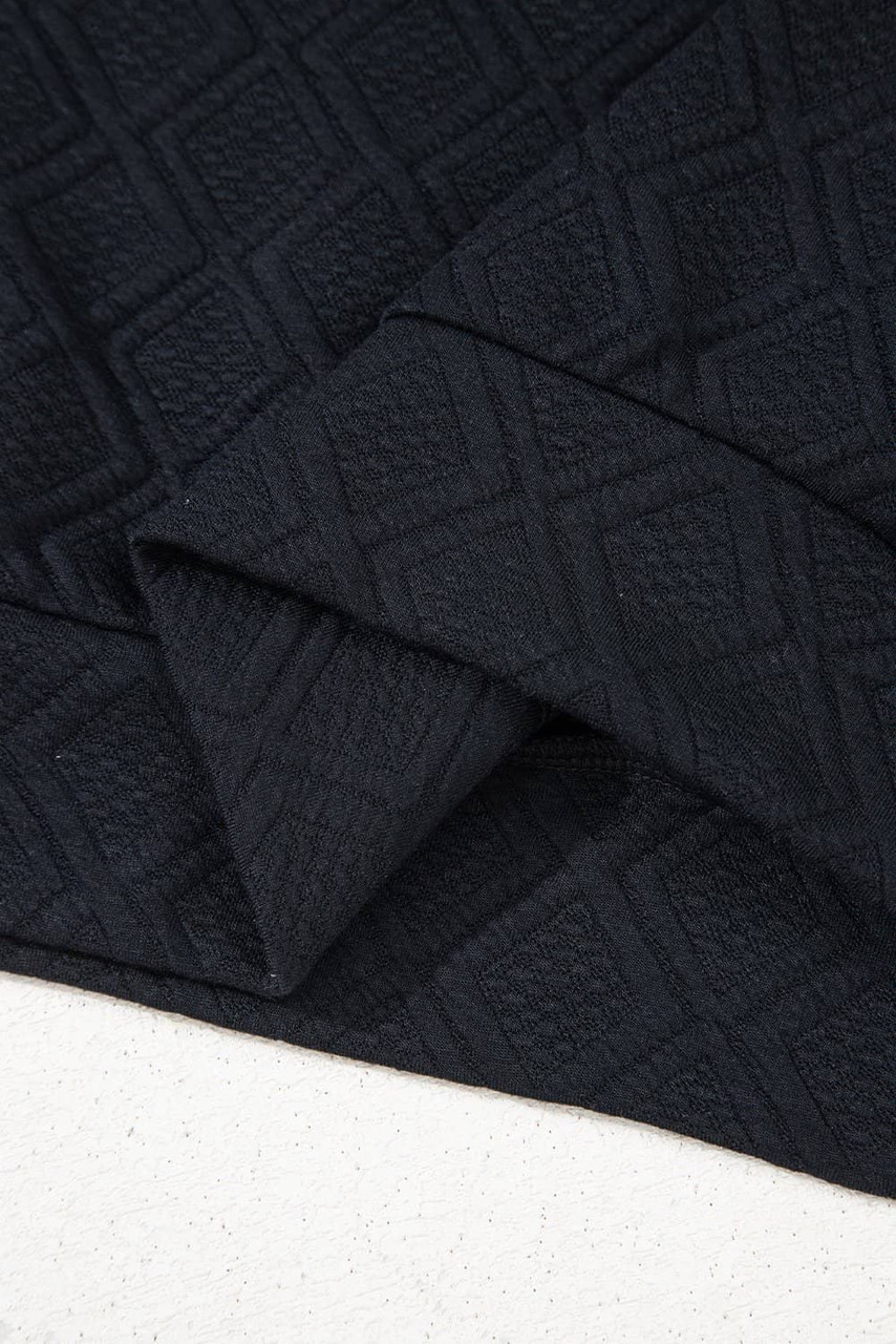 Color black Striped Collared Zip up Textured Skirt Set