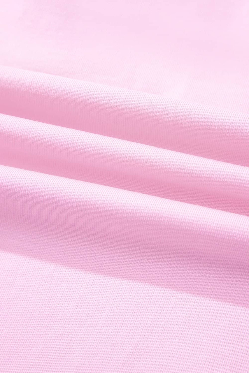 Pink Solid Color Half Sleeve Buttons Henley Top