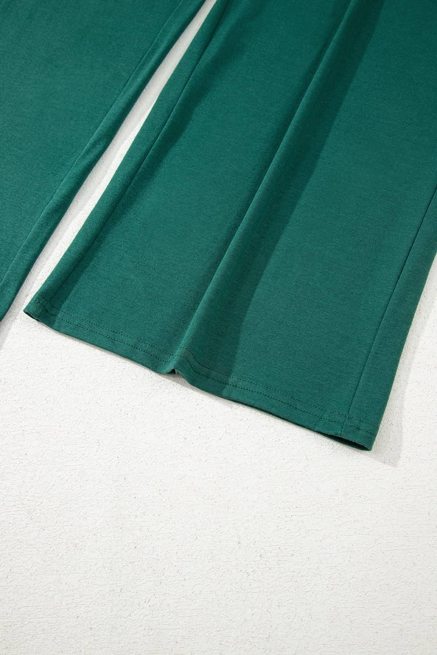 Blackish Green Deep V Pleated Crisscross Wide Leg Backless Jumpsuit