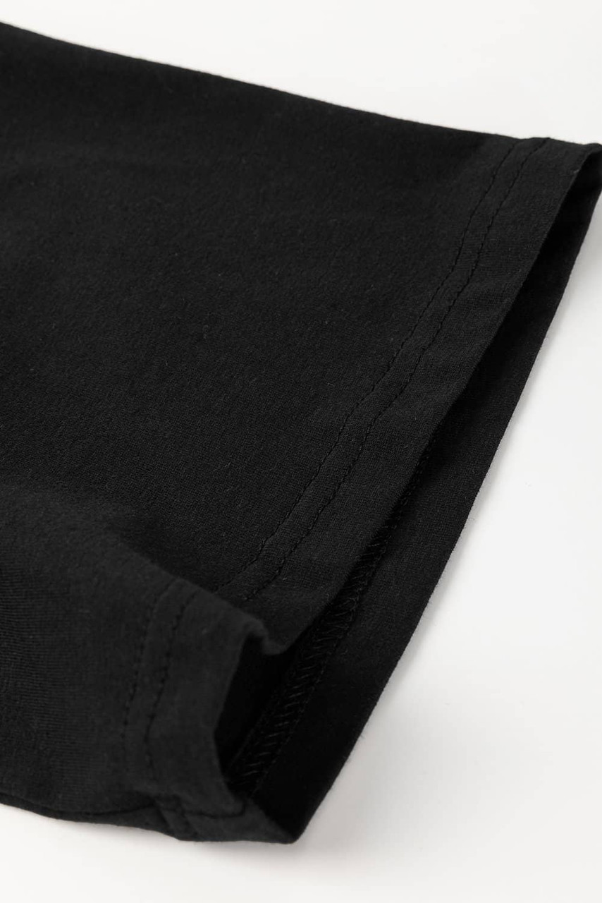 Black Contrast Crochet Floral Graphic Drop Shoulder Loose Tee