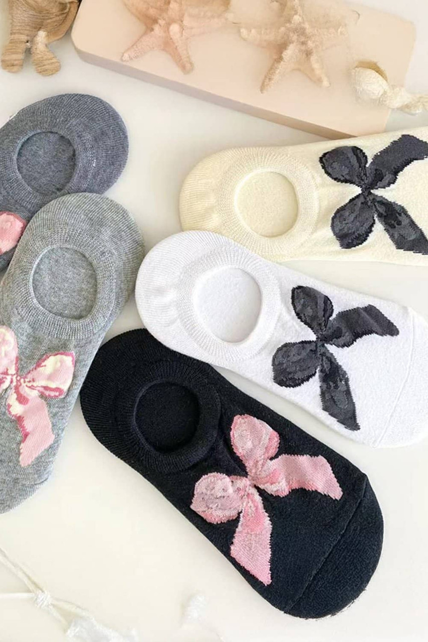 Gray Bow Knot Soft No Show Socks Gray Bow Knot Soft No Show Socks