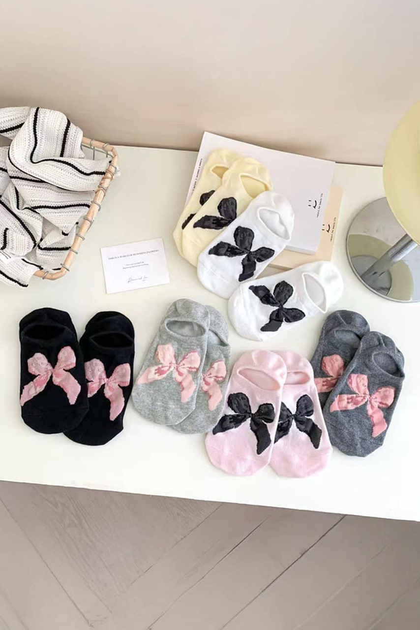 Gray Bow Knot Soft No Show Socks Gray Bow Knot Soft No Show Socks