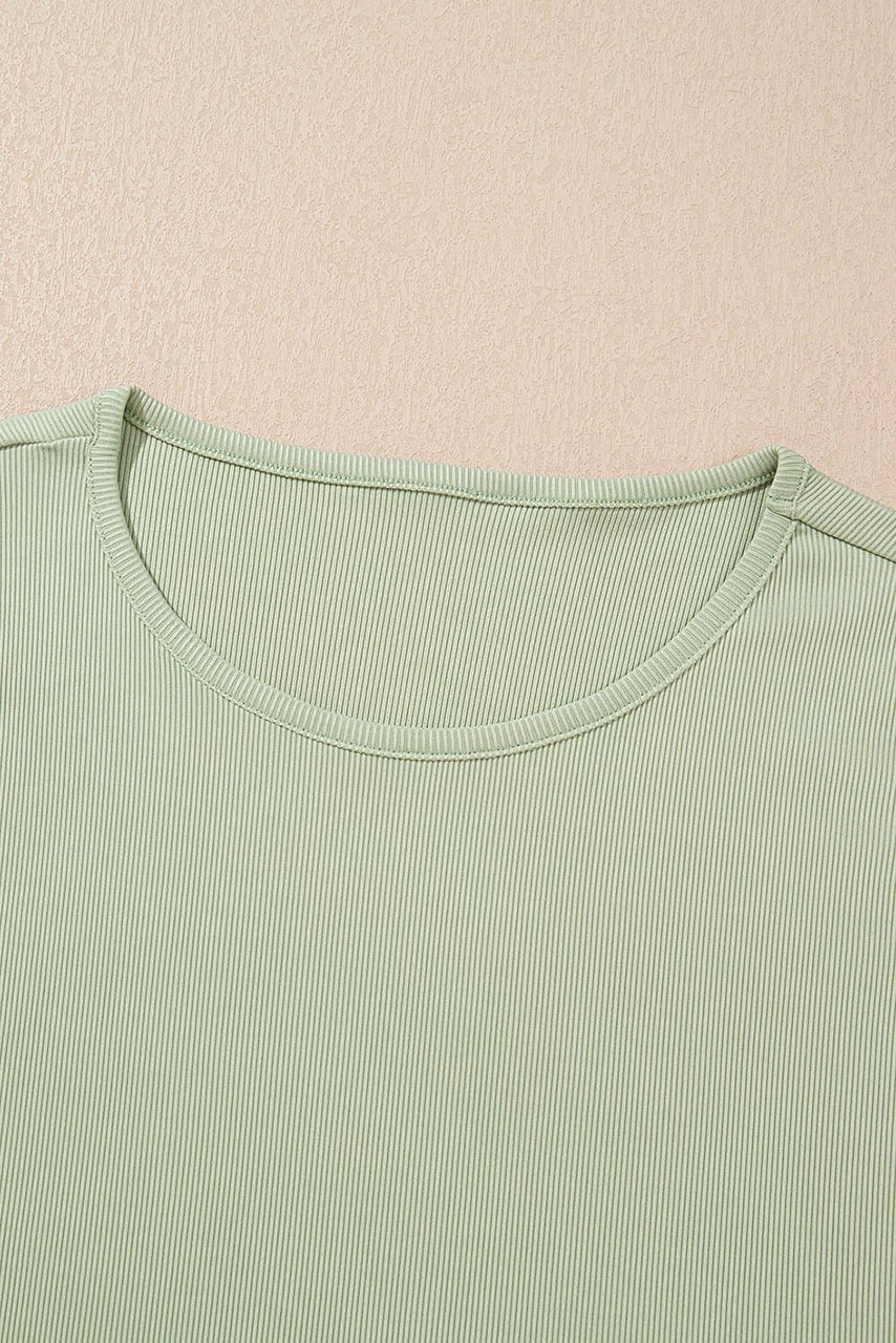 Smoke Green Textured Tank Top and Drawstring High Waist Pants Set